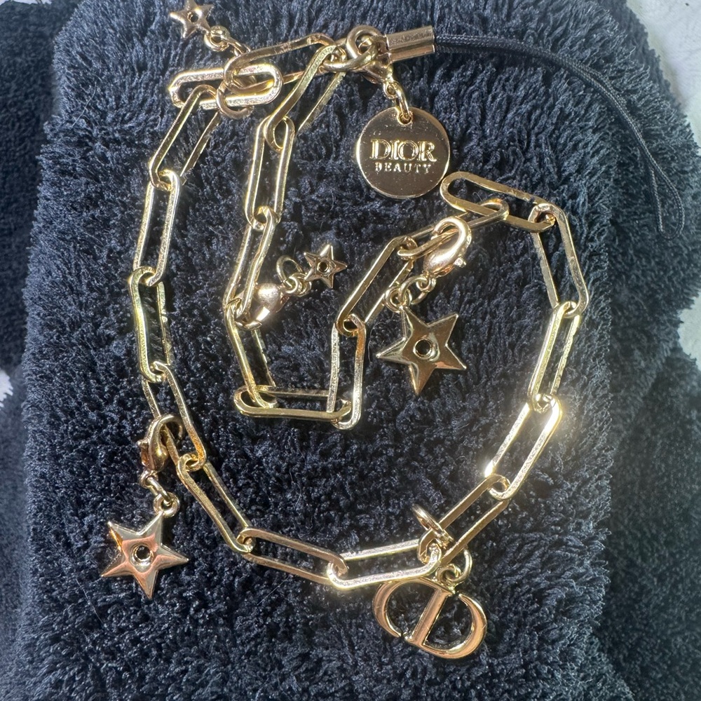 Dior Gold Chain Bracelet with Star Charms